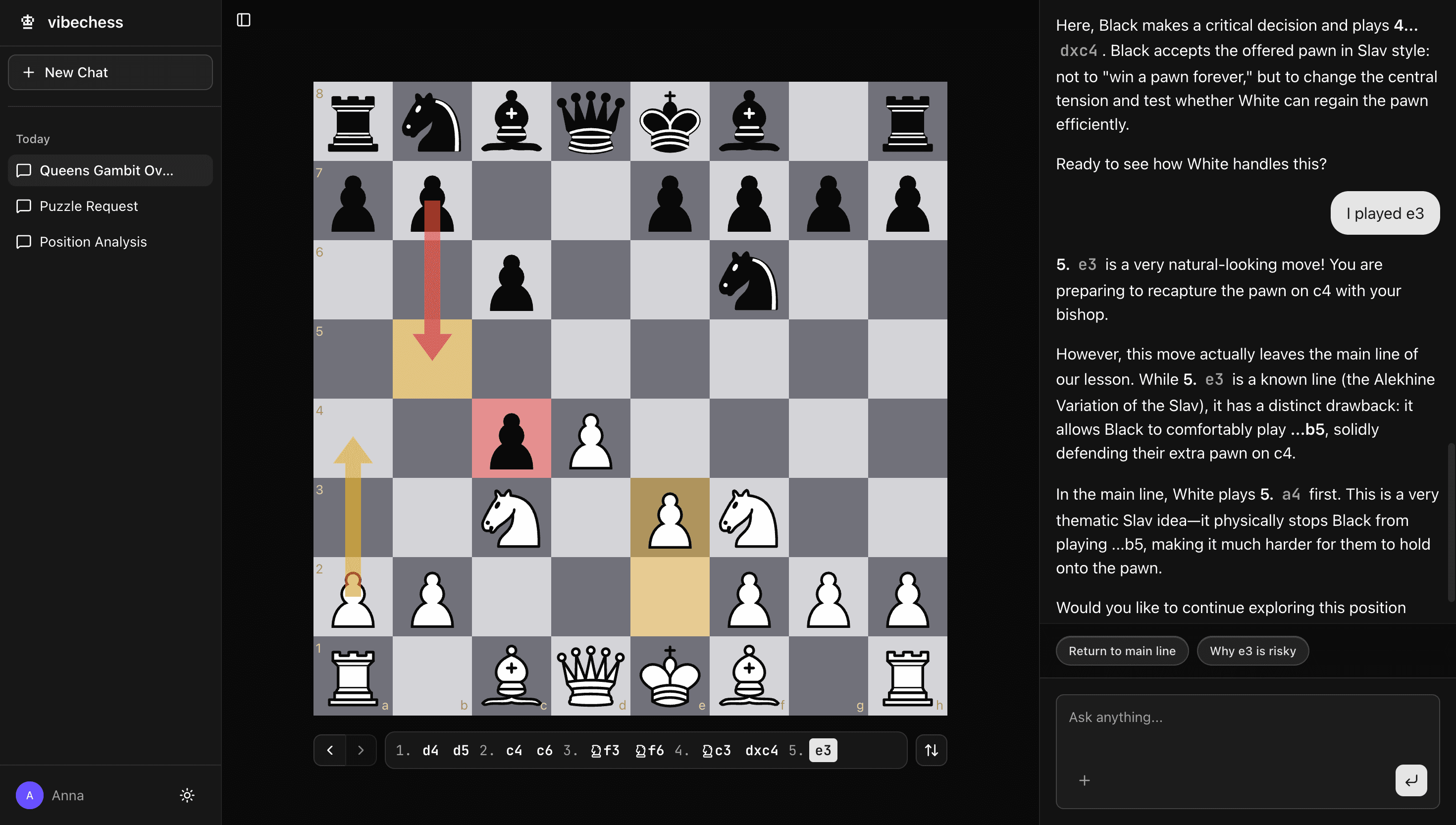 VibeChess openings explorer with AI coaching
